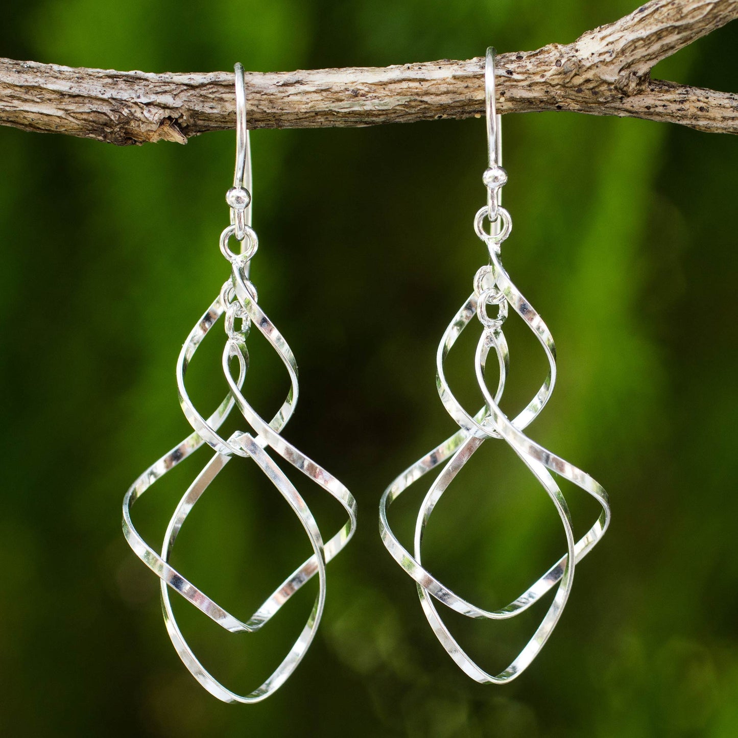 Whirling Wind Silver Earrings