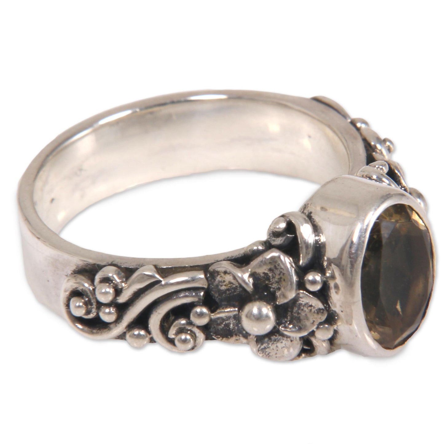 Wayside Flower One Carat Citrine Cocktail Ring in Sterling SIlver