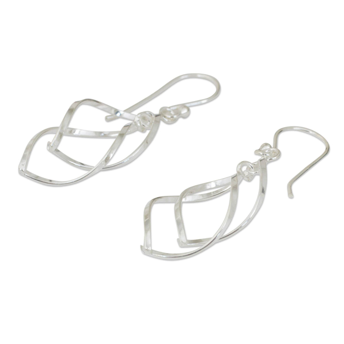 Joined Earring NOVICA Forever Joined Contemporary Dangle Earrings in Polished Sterling ...