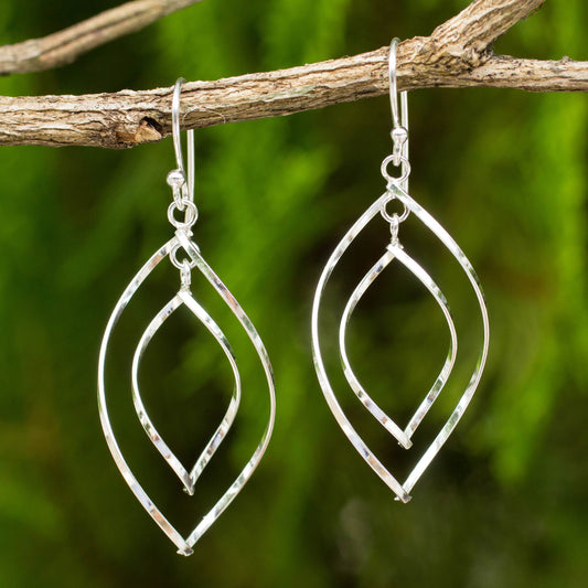 Eyes on You Modern Sterling Silver Dangle Earrings with Polished Finish