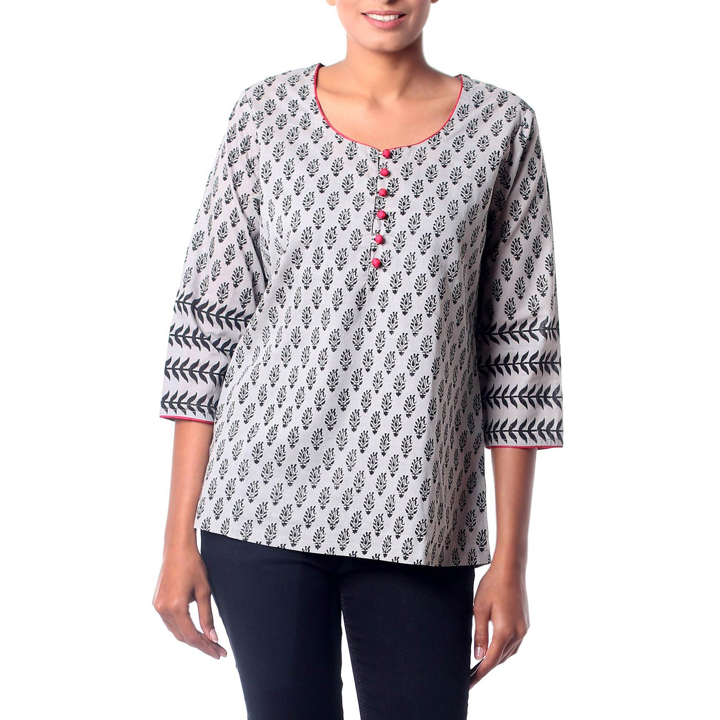 Paisley Dance Black & Gray Cotton Tunic