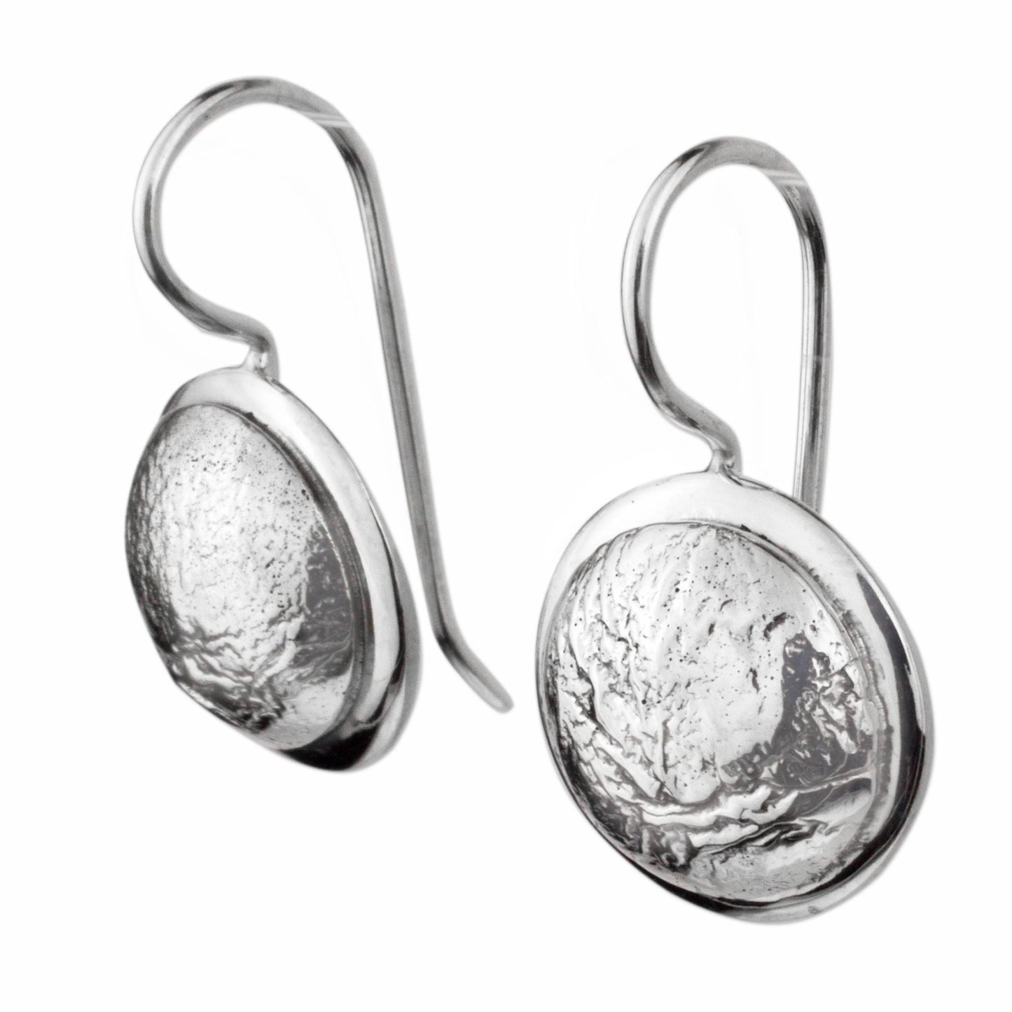 Crumpled Pendulums Abstract Crafted Taxco Sterling Silver Jewelry Earrings