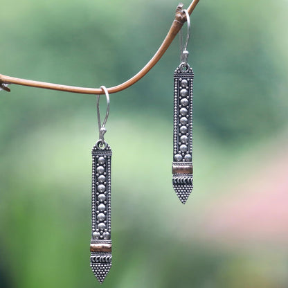 Balinese Scepter 18k Gold Accent Silver Dangle Earrings