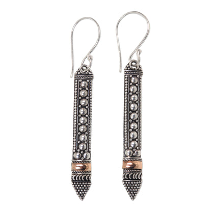 Balinese Scepter 18k Gold Accent Silver Dangle Earrings