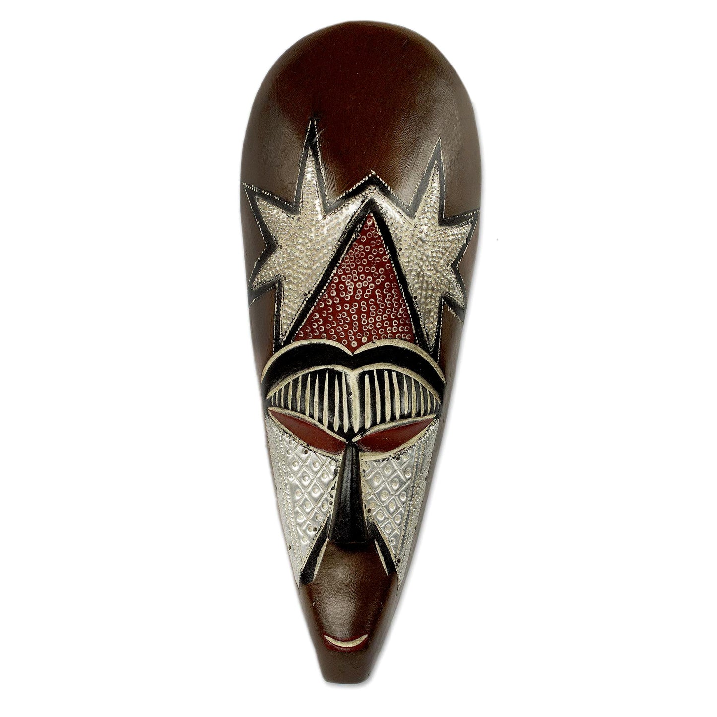 My Stars Hand Carved African Mask with Repousse Accents