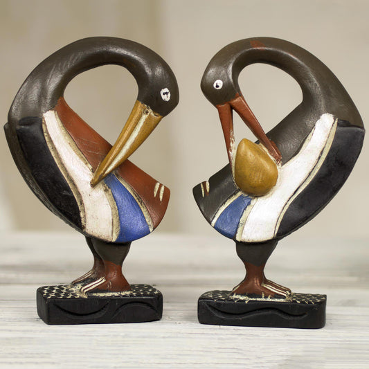 Ghanaian Sankofa Birds Ghanaian Sankofa Bird Wood Sculptures (Pair)