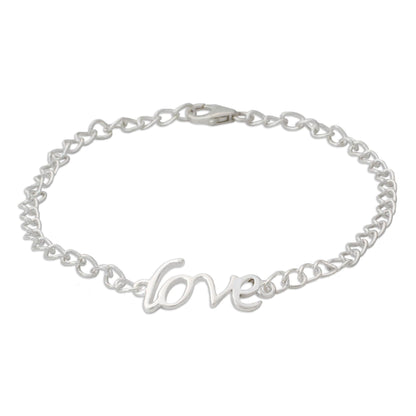 Remember to Love Love Themed Bracelet Hand Crafted from Sterling Silver