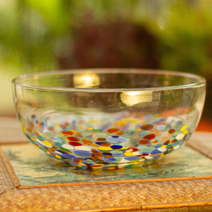 Confetti Festival Colorful Hand Blown Glass Bowl for Serving or Salads