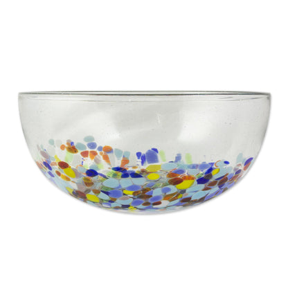 Confetti Festival Colorful Hand Blown Glass Bowl for Serving or Salads