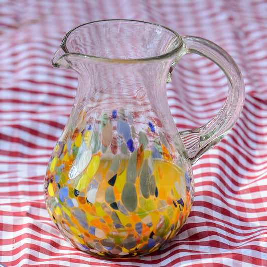 Confetti Festival Artisan Crafted Colorful Mexican Hand Blown Pitcher (87 oz)