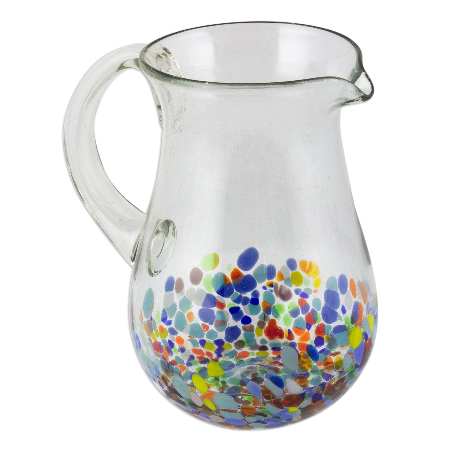 Confetti Festival Artisan Crafted Colorful Mexican Hand Blown Pitcher (87 oz)