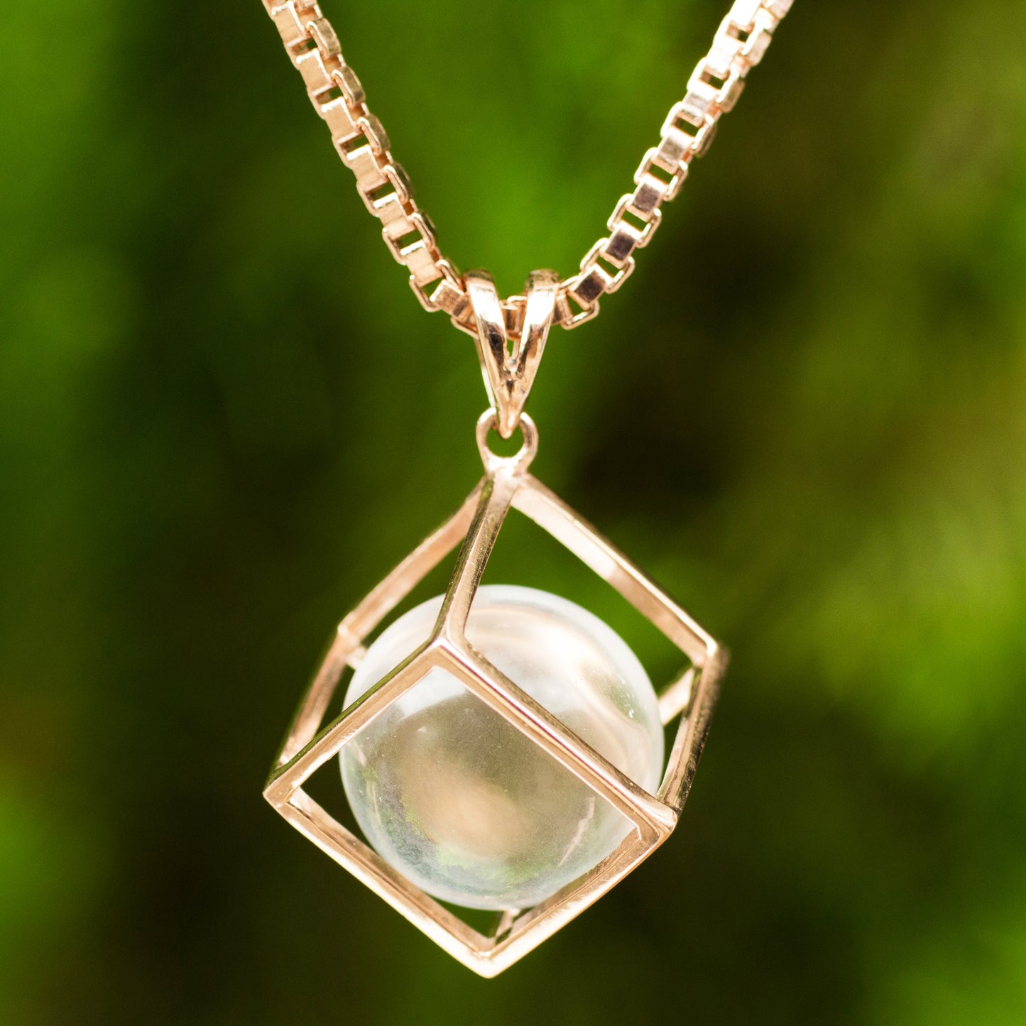 Translucent Raindrop Quartz and Rose Gold-Plated Thai Artisan-Crafted Necklace