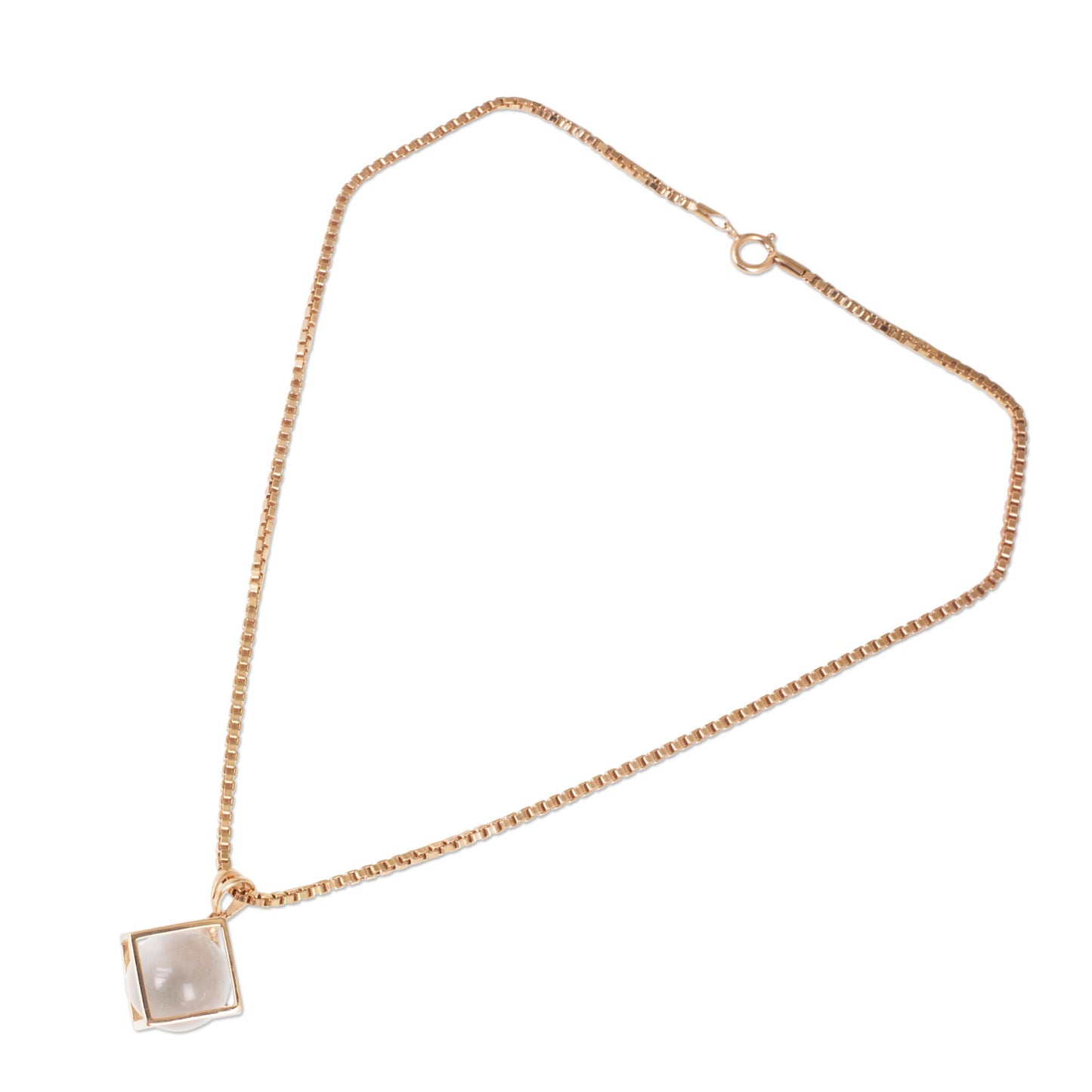 Translucent Raindrop Quartz and Rose Gold-Plated Thai Artisan-Crafted Necklace