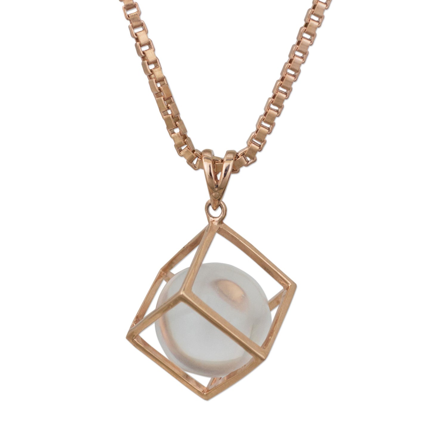 Translucent Raindrop Quartz and Rose Gold-Plated Thai Artisan-Crafted Necklace