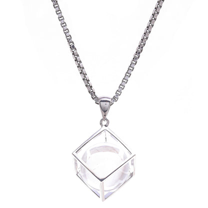 Translucent Raindrop Modern Sterling Silver Necklace with Quartz