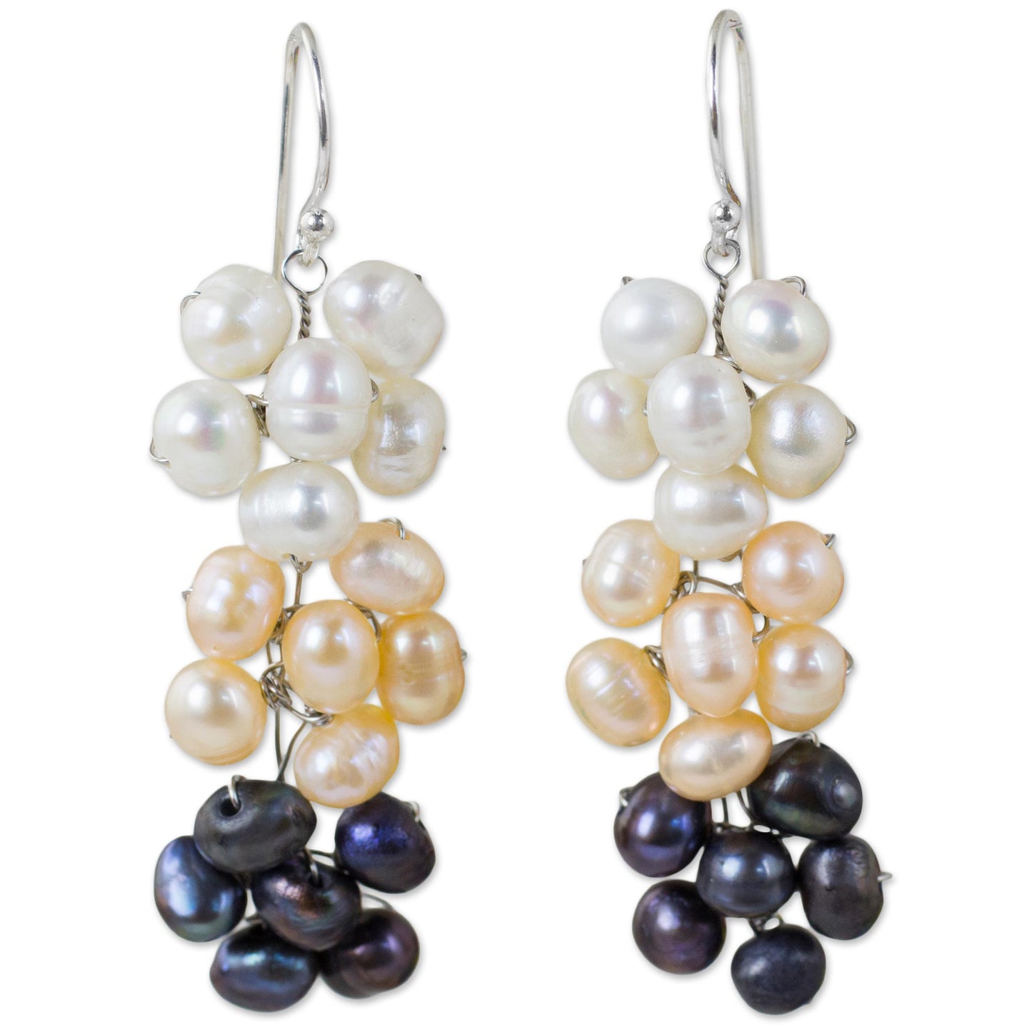 Blooming Pearls Handmade Cultured Pearl Dangle Earrings with Floral Motif