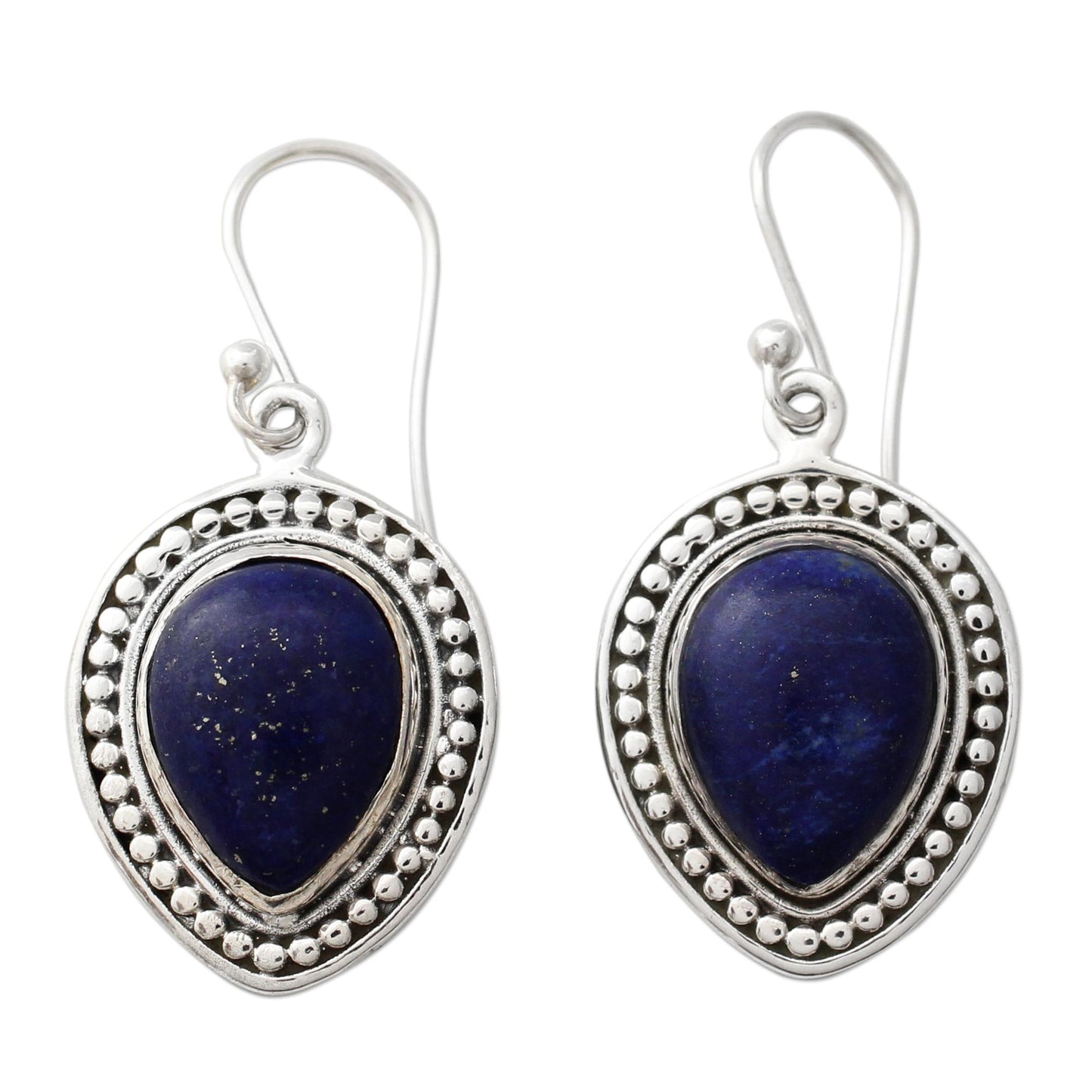 Royal Droplets Artisan Crafted Lapis Lazuli Indian Dangle Earrings