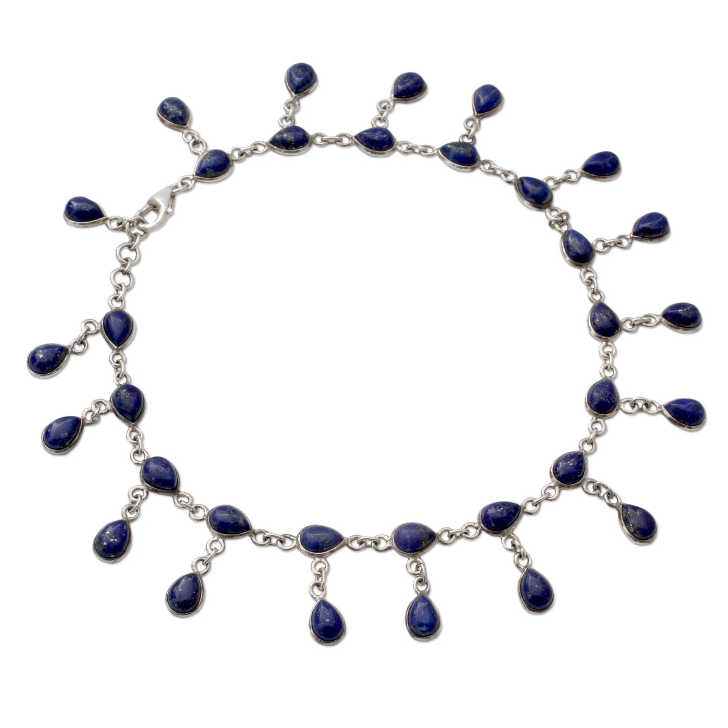 Royal Dewdrops Lapis Lazuli & Silver Anklet