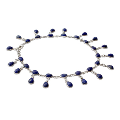 Royal Dewdrops Lapis Lazuli & Silver Anklet