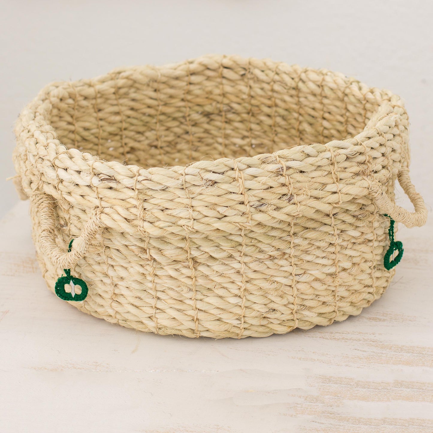 Ixchel in the Forest Handwoven Maguey Fiber Open Basket from Guatemala