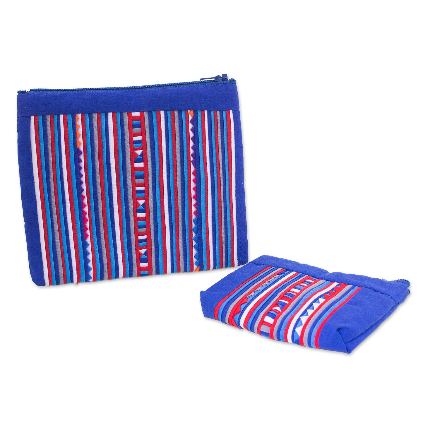 Lisu Cheer Lisu Tribe Style Cosmetic Bags in Red White and Blue (Pair)