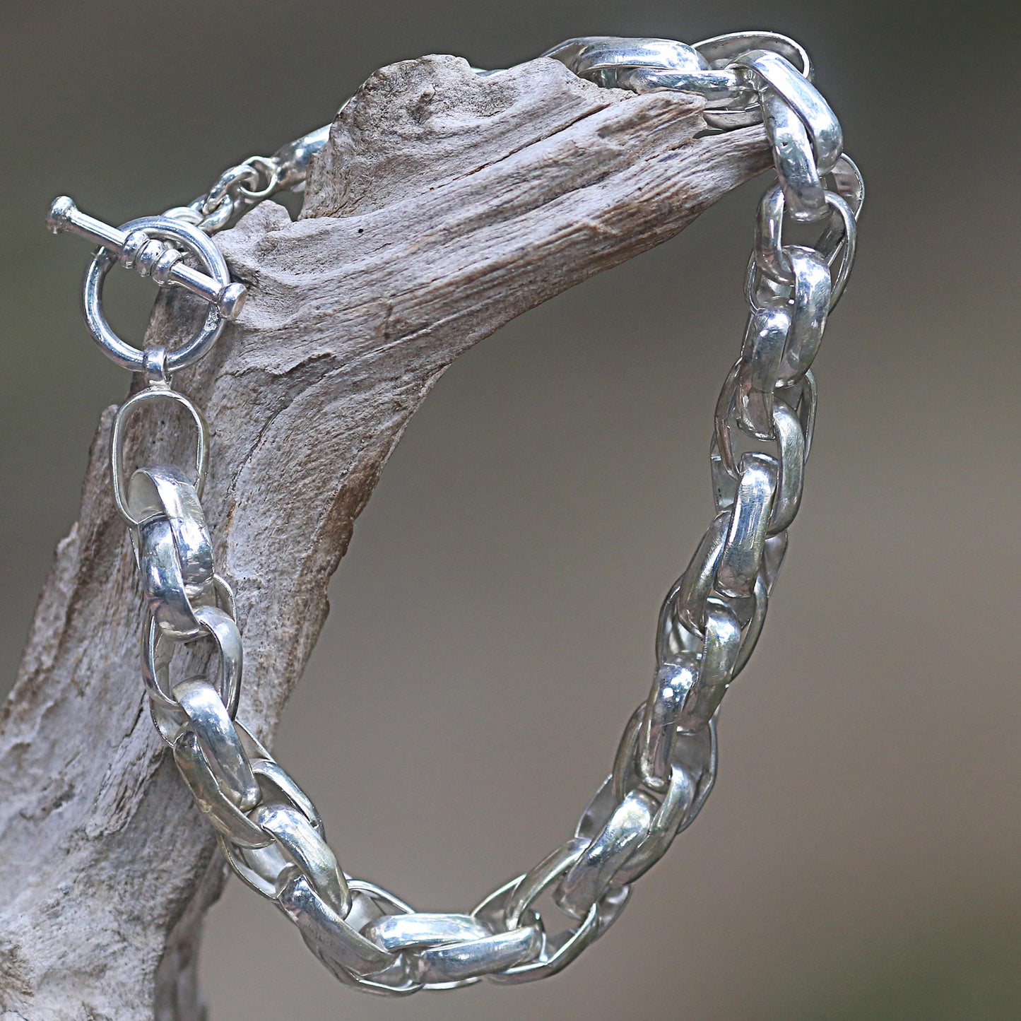 Overdrive Hand Crafted Men's Sterling Silver Chain Bracelet from Bali