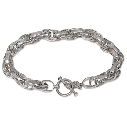 Overdrive Hand Crafted Men's Sterling Silver Chain Bracelet from Bali