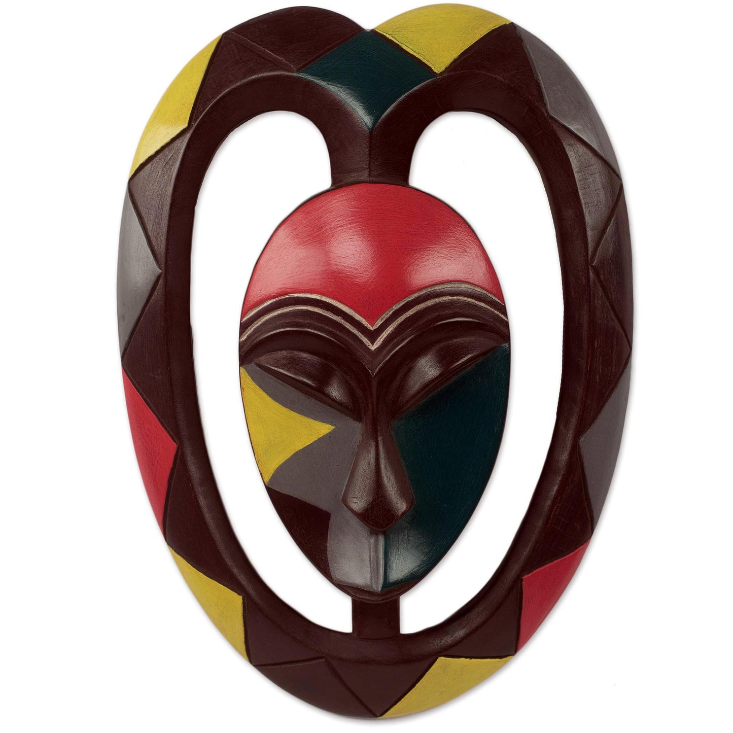 Kwele Mask II African Protective Wood Wall Mask Heart Shaped Kwele Art