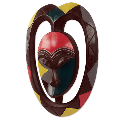 Kwele Mask II African Protective Wood Wall Mask Heart Shaped Kwele Art