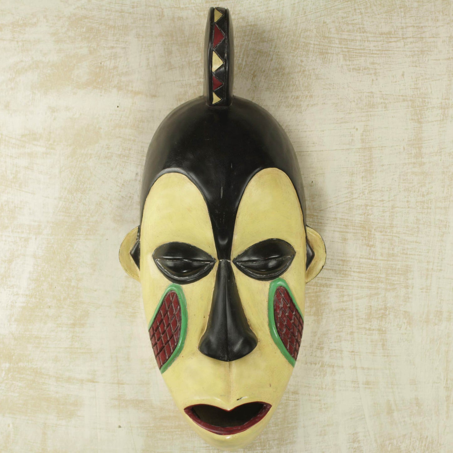 Yoruba Pride African Yoruba Tribe Hand Crafted Yellow Wood Wall Mask