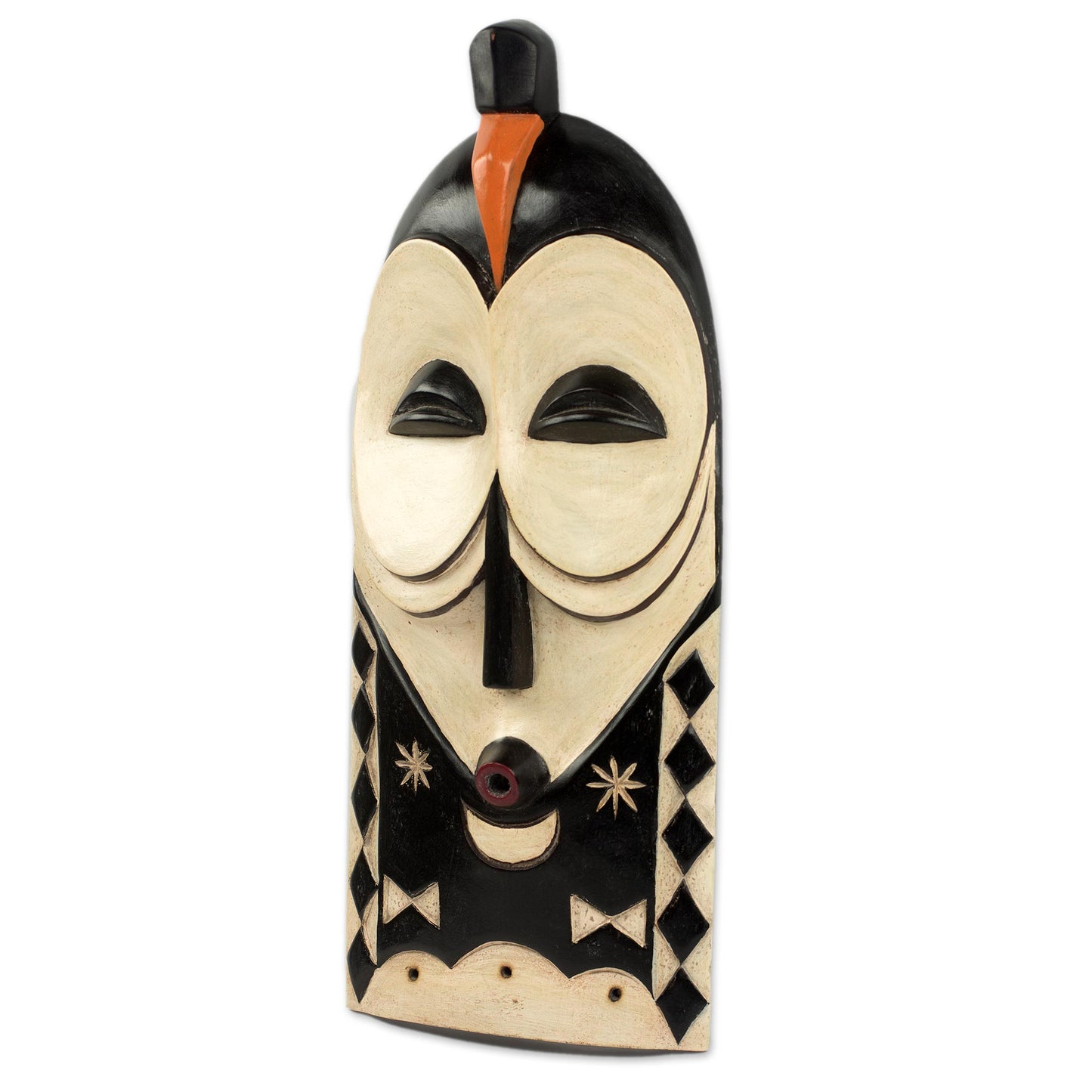 Yaka Rites Artisan Crafted Congolese African Mask in Brown and White