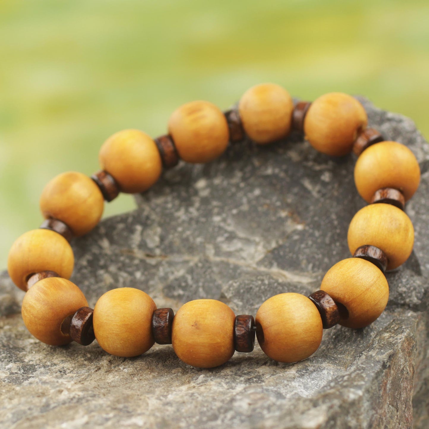 Labadi Warmth Handcrafted Stretch Bracelet with Wood Beads