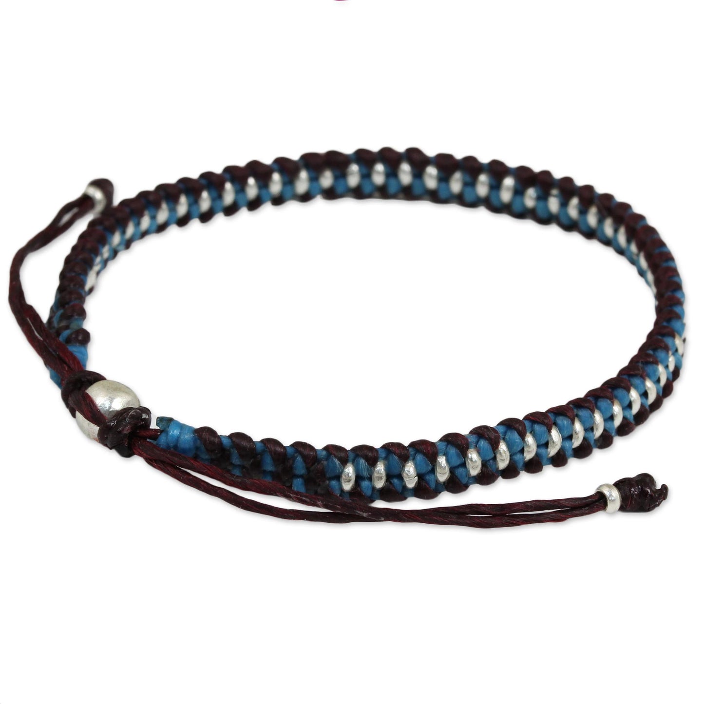 Bringing Friendship in Blue Artisan Crafted Braided Bracelet with Silver Accents