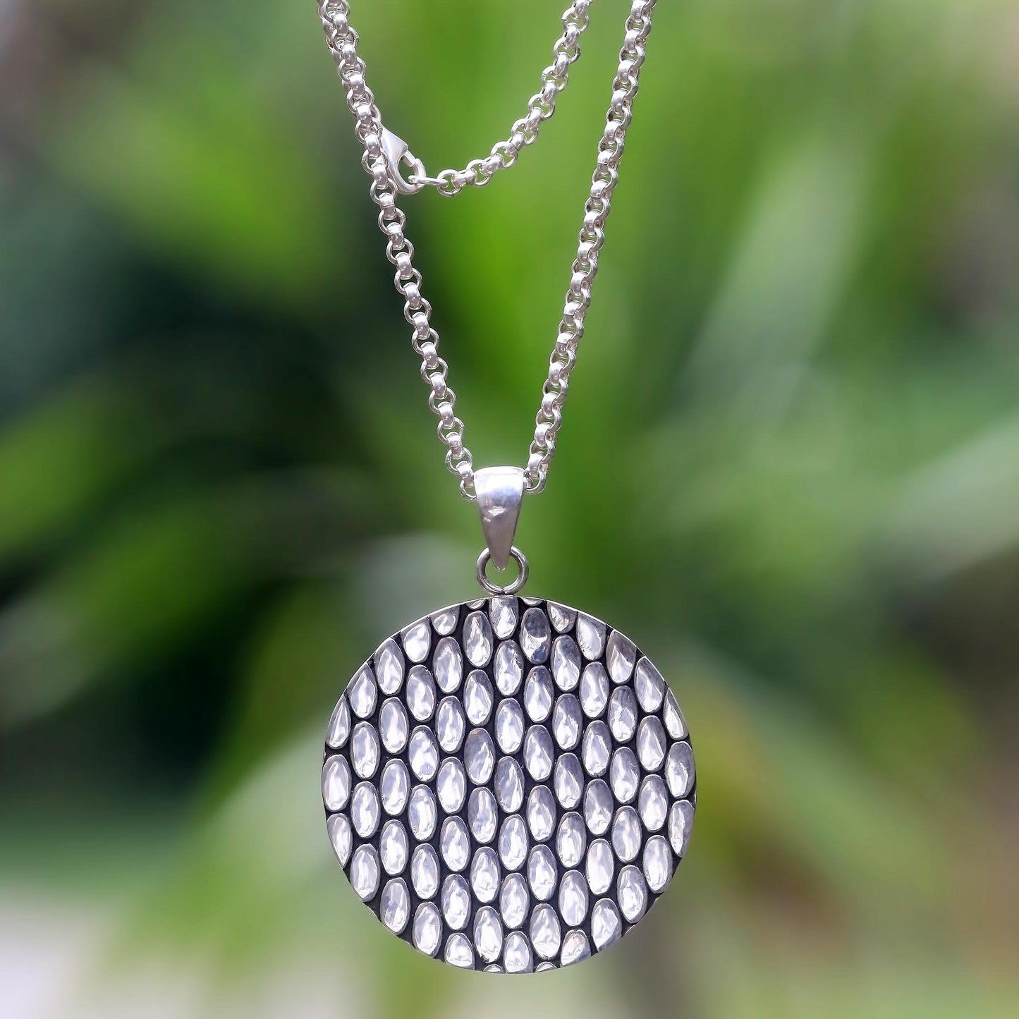 Abundant Rice Modern Balinese Geometric Theme Silver Necklace