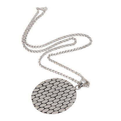 Abundant Rice Modern Balinese Geometric Theme Silver Necklace