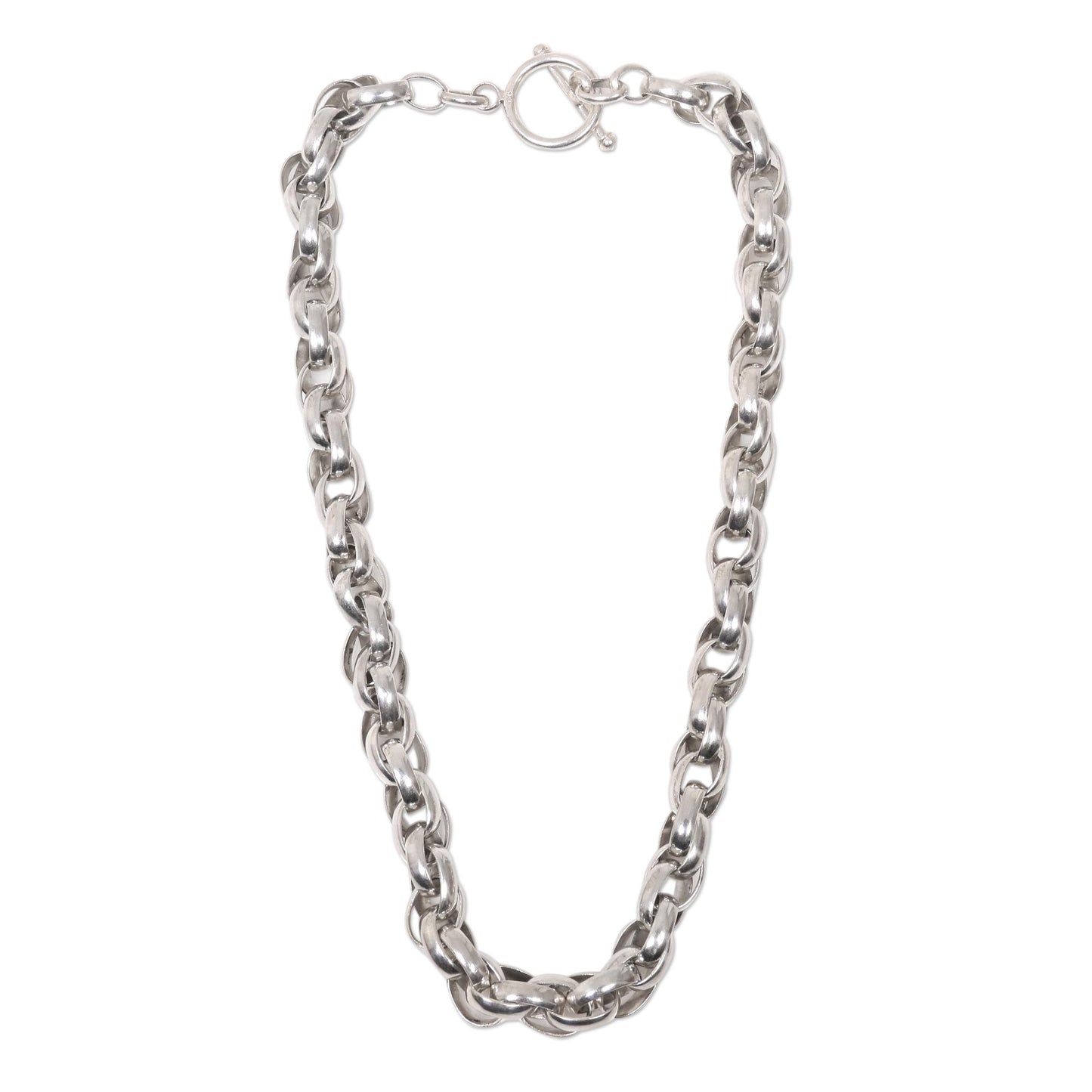 Bold Links Substantial Hand Crafted Sterling Silver Chain Necklace