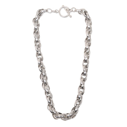 Bold Links Substantial Hand Crafted Sterling Silver Chain Necklace