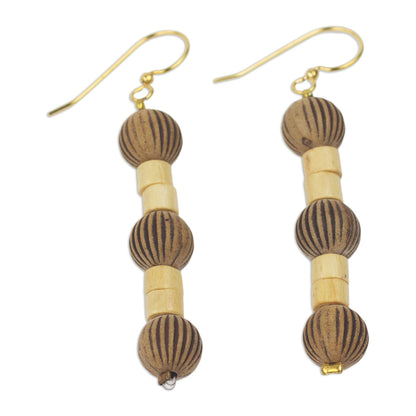 Paper Lanterns Recycled Plastic Wood Dangle Earrings from West Africa