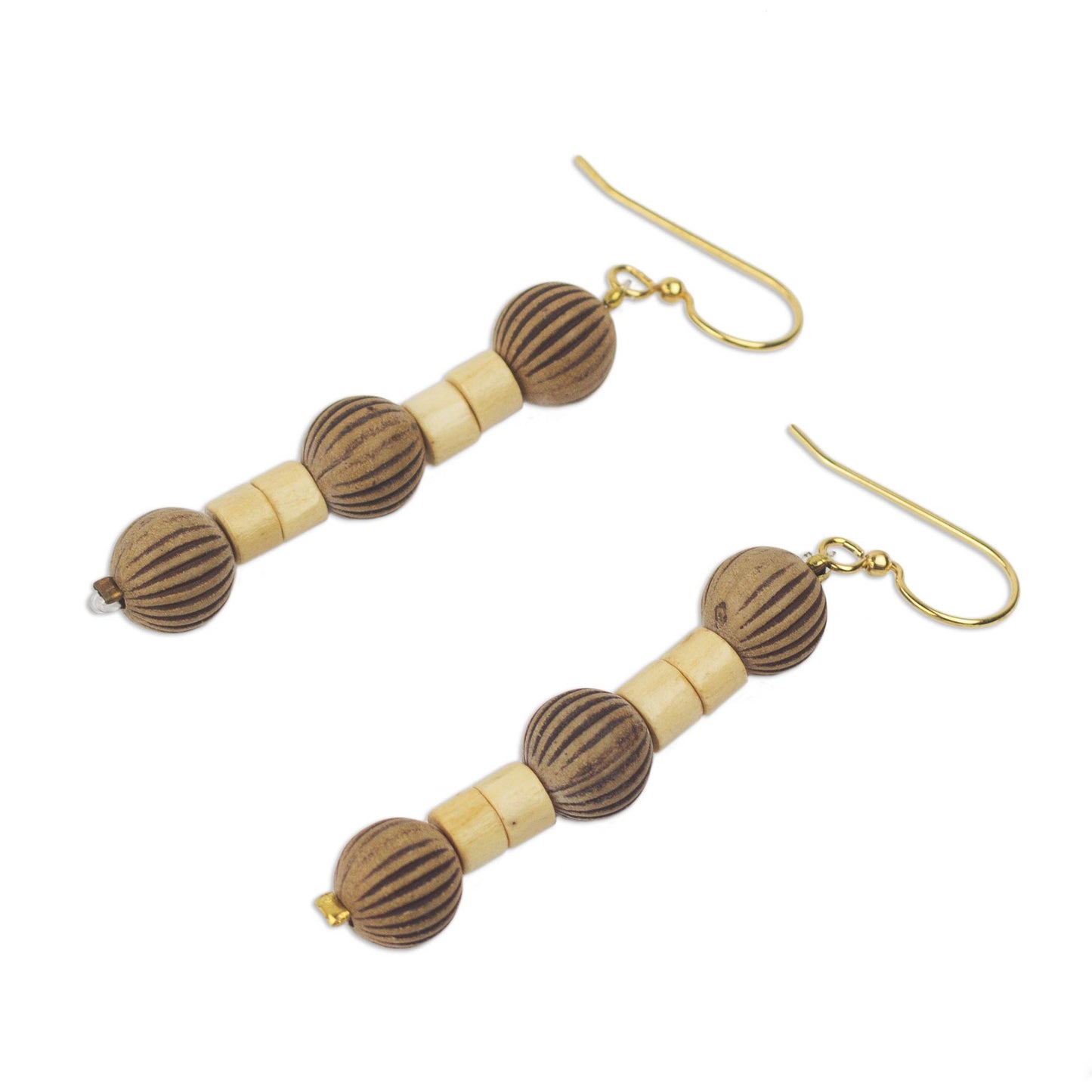 Paper Lanterns Recycled Plastic Wood Dangle Earrings from West Africa