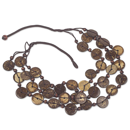 Coconut Wave Coconut Shell Strand Necklace Handmade in Ghana