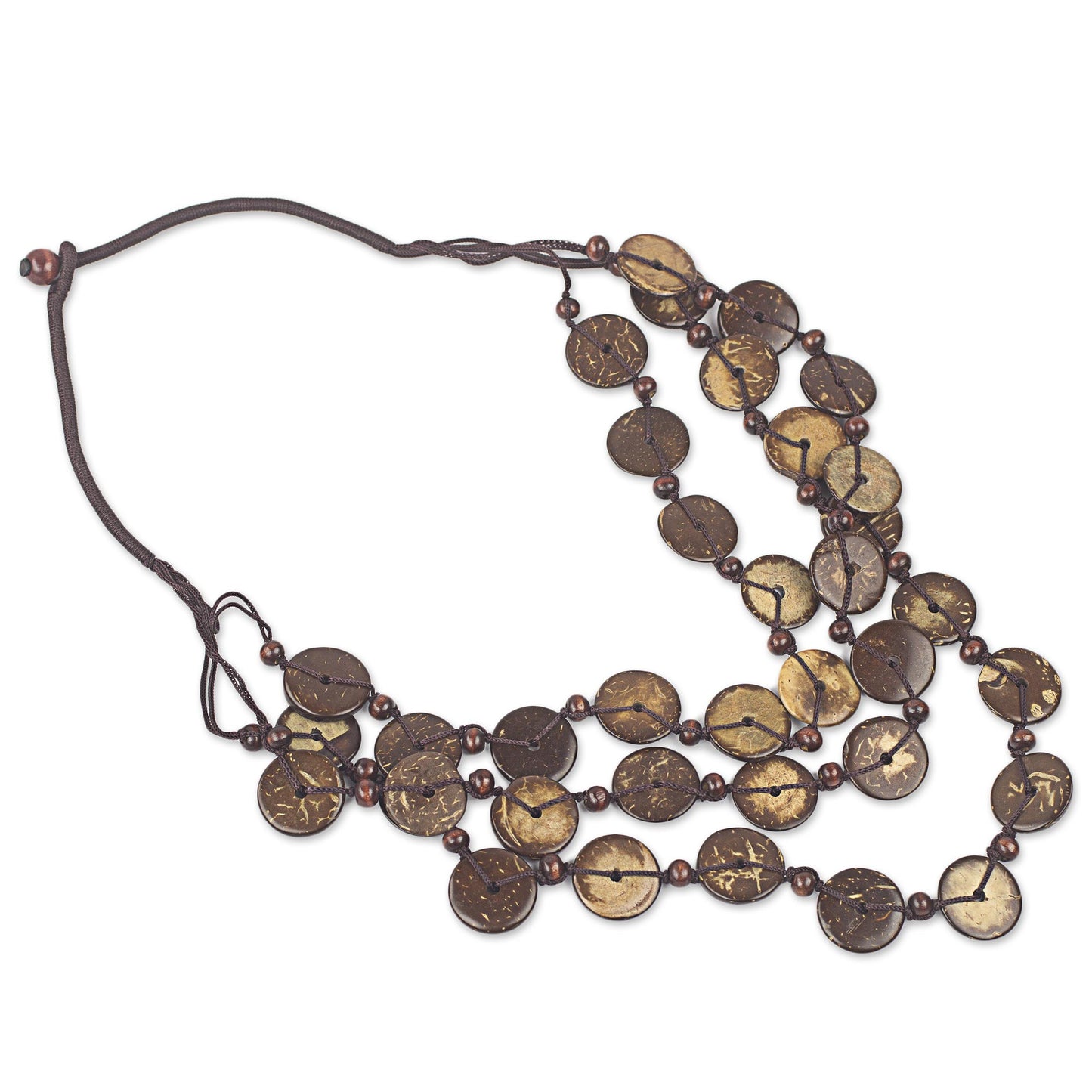 Coconut Wave Coconut Shell Strand Necklace Handmade in Ghana