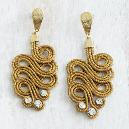 Jalapão Grandeur Golden Grass and 18k Gold Plate Artisan Crafted Earrings