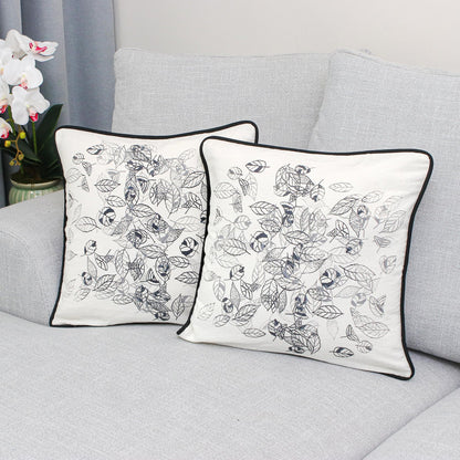 Falling Leaves Fair Trade 100% Cotton Cushion Covers with Leaf Motif (Pair)