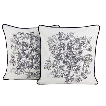 Falling Leaves Fair Trade 100% Cotton Cushion Covers with Leaf Motif (Pair)