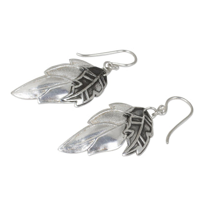 Exotic Leaf Shadows Double Exotic Leaf Earrings Handmade in 925 Sterling Silver