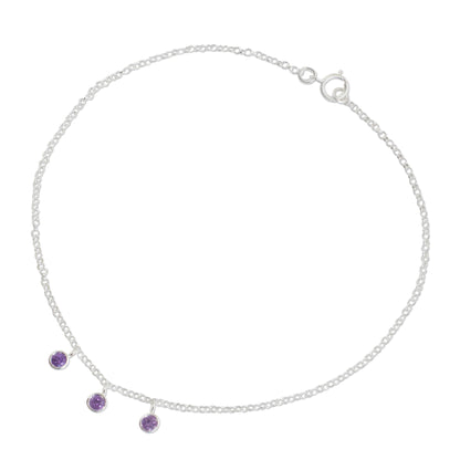 Light Amethyst Silver Charm Anklet