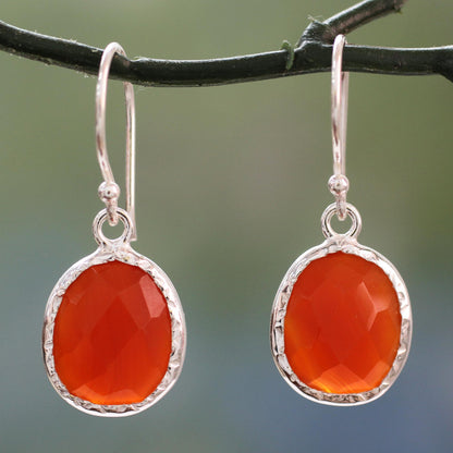 Fire Enthrall Hand Crafted Red Onyx and Sterling Silver Dangle Earrings