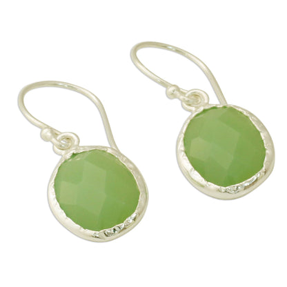 Leafy Beauty Hand Crafted Green Onyx and Sterling Silver Earrings