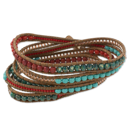 Fresh Achiote Beaded Wrap Bracelet