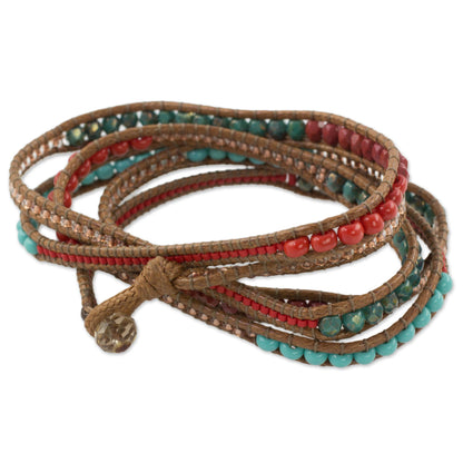 Fresh Achiote Beaded Wrap Bracelet